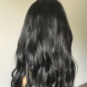 HIGHLINE jet black topper with bangs, 19” long